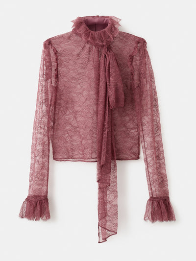 Mango Lace blouse with ruff collar at Collagerie