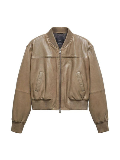Mango Leather bomber jacket at Collagerie