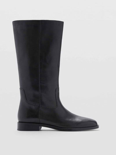 Mango Leather high-leg boots at Collagerie