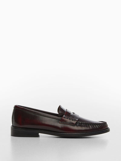 Mango Leather penny loafers at Collagerie