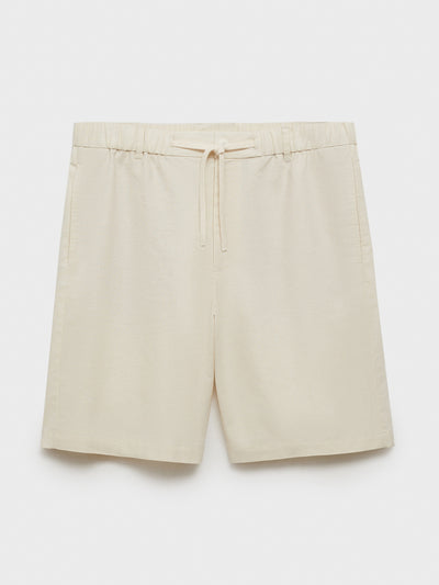 Mango Linen Bermuda shorts with drawstring at Collagerie