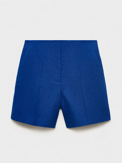 Mango Linen straight-fit mid-rise shorts at Collagerie