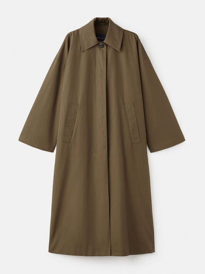 Mango Long cotton trench coat with concealed buttons at Collagerie