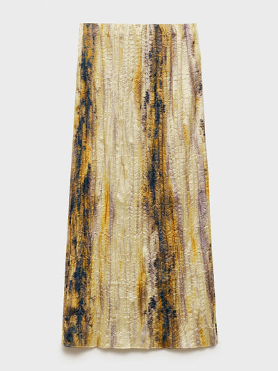 Mango Long satin textured skirt at Collagerie