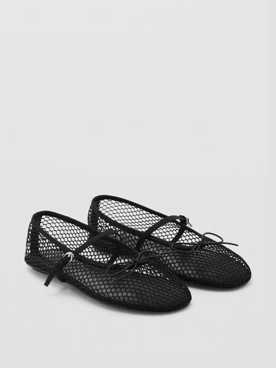 Mango Mesh ballet flats with strap and buckle at Collagerie