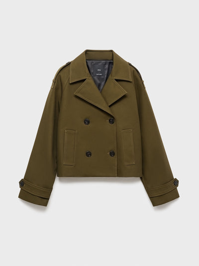 Mango Oversized short double-breasted trench coat at Collagerie
