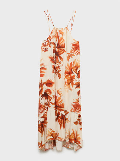 Mango Palm-tree print halter dress at Collagerie