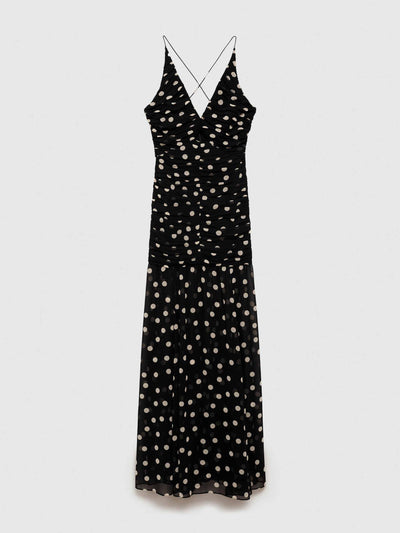 Mango Polka dots draped dress at Collagerie