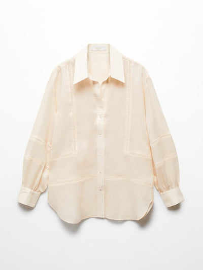 Mango Ramie shirt with embroidered details at Collagerie
