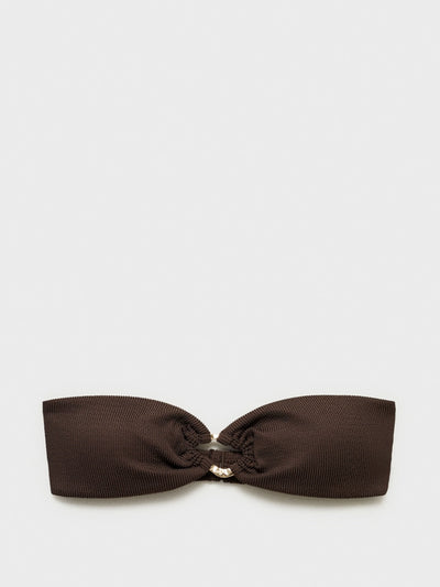 Mango Ribbed bikini top with hoop at Collagerie
