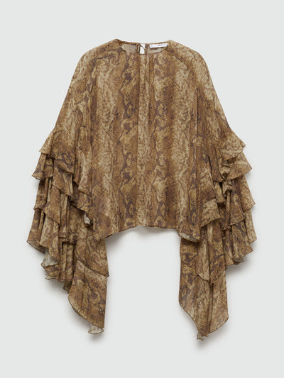 Mango Ruffle blouse with snake print at Collagerie