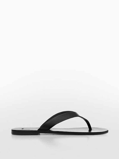 Mango Black leather sandals at Collagerie