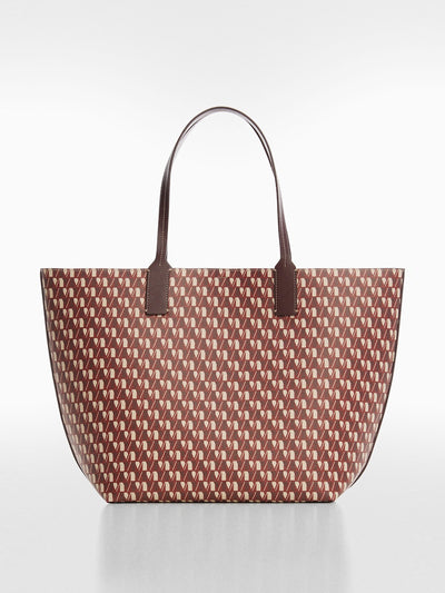 Mango Shopper bag with printed logo in burgundy at Collagerie