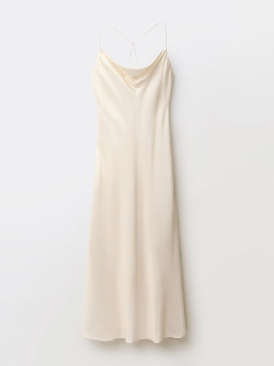 Mango Silk dress with draped neckline at Collagerie
