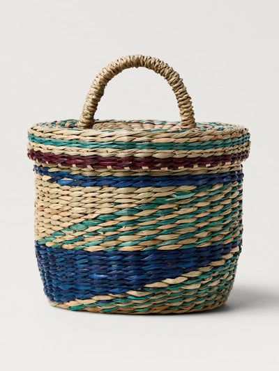 Mango Small coloured seagrass basket with lid at Collagerie