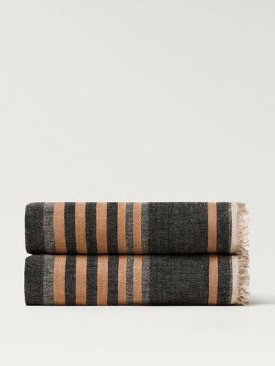 Mango Striped linen blanket at Collagerie