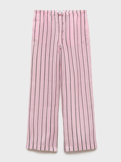 Mango Striped ramie trousers at Collagerie