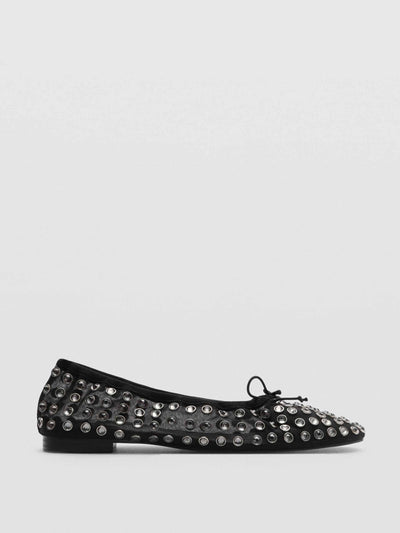 Mango Studded mesh ballerina shoes at Collagerie