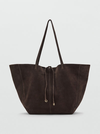Mango Suede shopper bag with bow closure at Collagerie