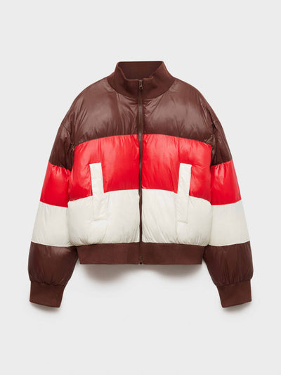 Mango Tricolour quilted jacket at Collagerie