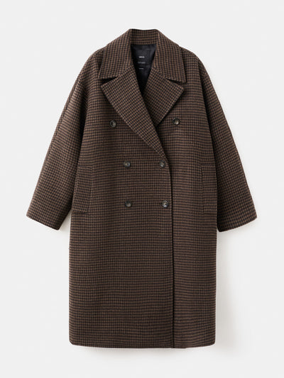 Mango Wool-blend micro-houndstooth coat at Collagerie