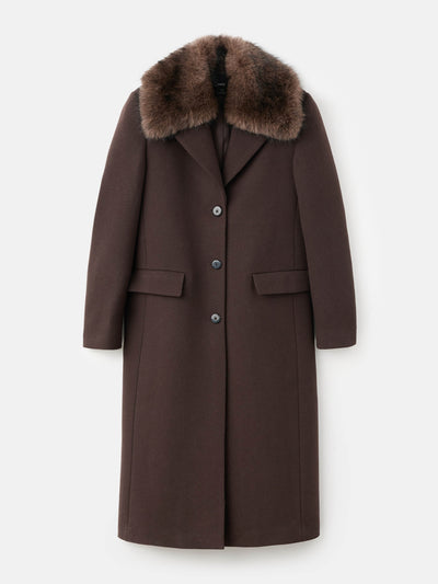 Mango Wool coat with fur collar at Collagerie
