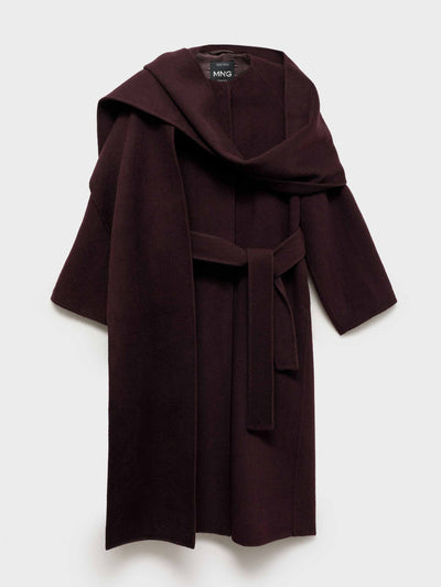 Mango Wool coat with detachable scarf at Collagerie