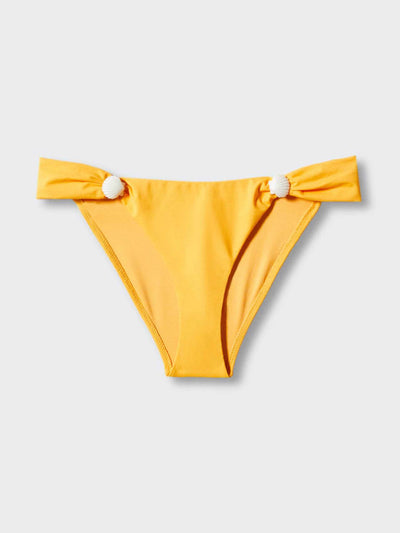 SIMONMILLER X Mango Yellow shell-embellished bikini briefs at Collagerie