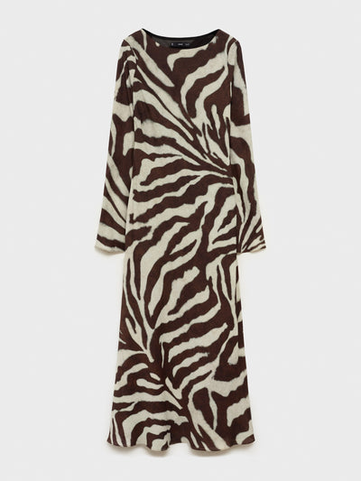 Mango Zebra-print flared dress at Collagerie