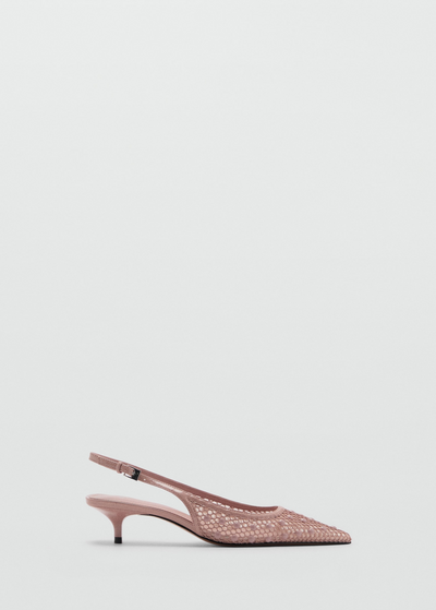 Mango Mesh heeled shoes with decorative balls at Collagerie