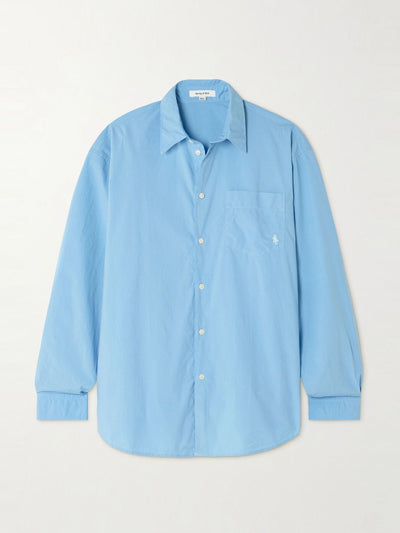 Sporty & Rich Oversized embroidered cotton-poplin shirt at Collagerie