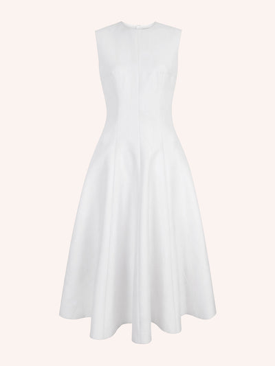 Emilia Wickstead Mara dress in optic white floral embossed cloque at Collagerie