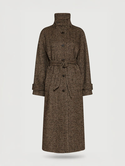 Marella Straight-fit herringbone wool-blend coat at Collagerie