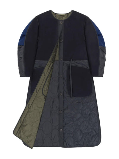 Marfa Stance Long wool patchwork quilted coat at Collagerie