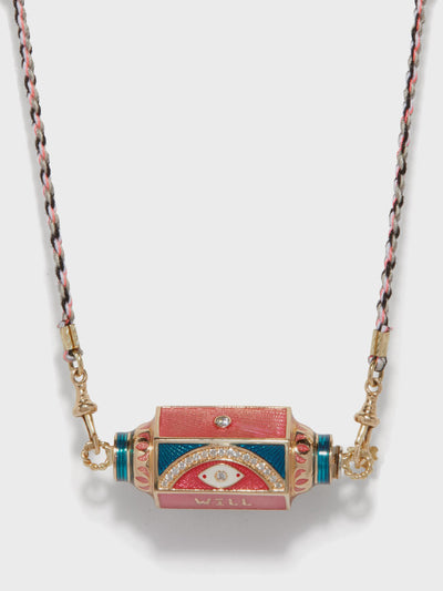 Marie Lichtenberg Red Evil Eye diamond, enamel & 14kt gold necklace at Collagerie