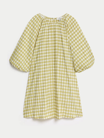 Marks & Spencer Checked puff sleeve mini smock dress at Collagerie