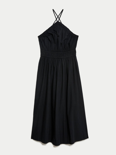 Marks & Spencer Pure cotton halter neck midi waisted dress at Collagerie