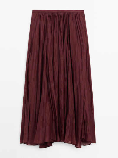 Massimo Dutti Pleated ramie midi skirt at Collagerie