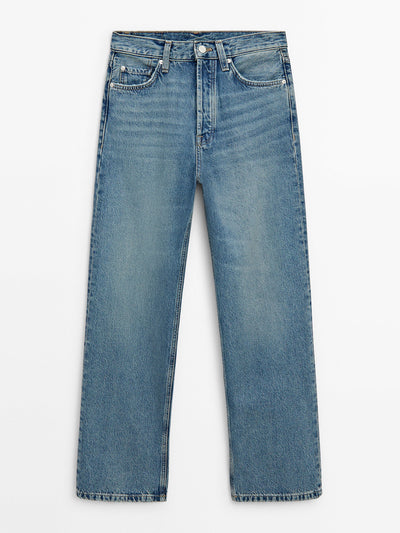 Massimo Dutti Faded straight-leg high-waist jeans at Collagerie