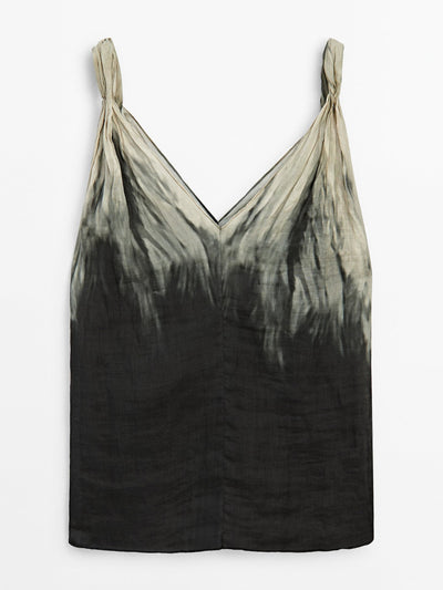 Massimo Dutti Strappy tie-dye print top at Collagerie