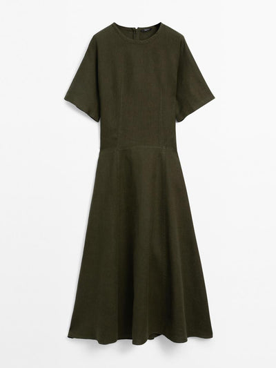 Massimo Dutti 100% linen short sleeve dress at Collagerie