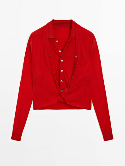 Massimo Dutti 100% wool multi-way knit cardigan at Collagerie