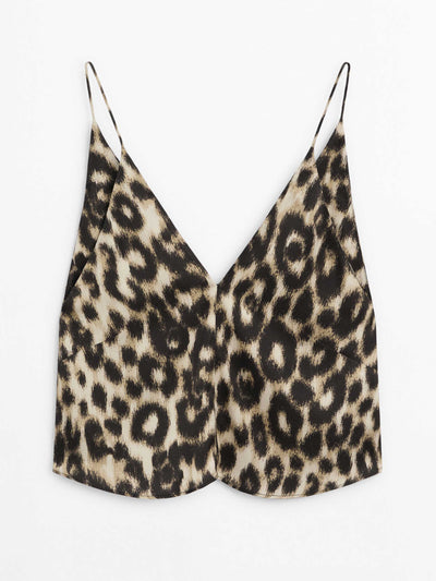 Massimo Dutti Animal print co-ord strappy top at Collagerie