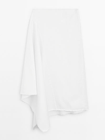 Massimo Dutti Asymmetric denim midi skirt at Collagerie