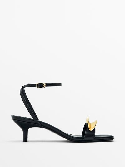 Massimo Dutti Black and gold heels at Collagerie