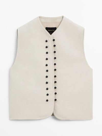 Massimo Dutti Buttoned V-neck waistcoat at Collagerie