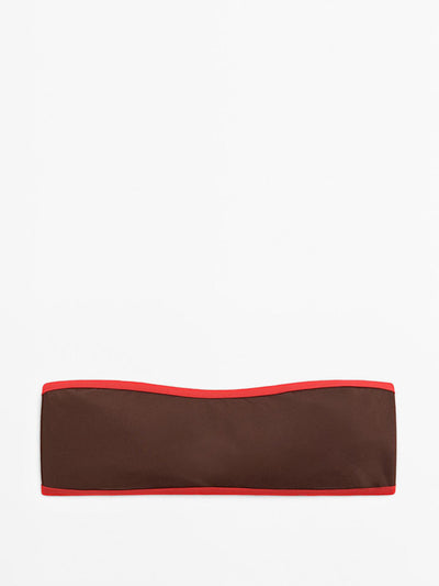 Massimo Dutti Contrast bandeau bikini top at Collagerie