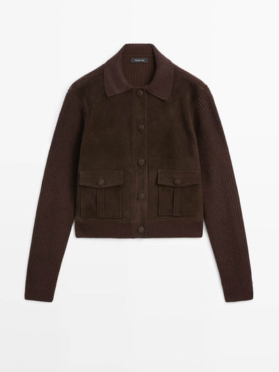 Massimo Dutti Contrast knit and sheepskin jacket at Collagerie