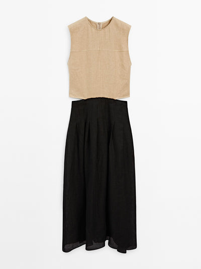 Massimo Dutti Contrast long dress with side slits at Collagerie