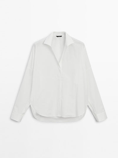 Massimo Dutti 100% cotton shirt with tuxedo collar at Collagerie